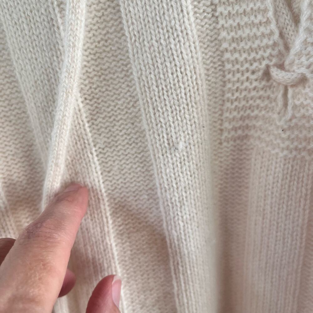 J. Crew Collection Women's 100% Cashmere Lace Up Beach Sweater Cream Size M - Picture 5 of 9